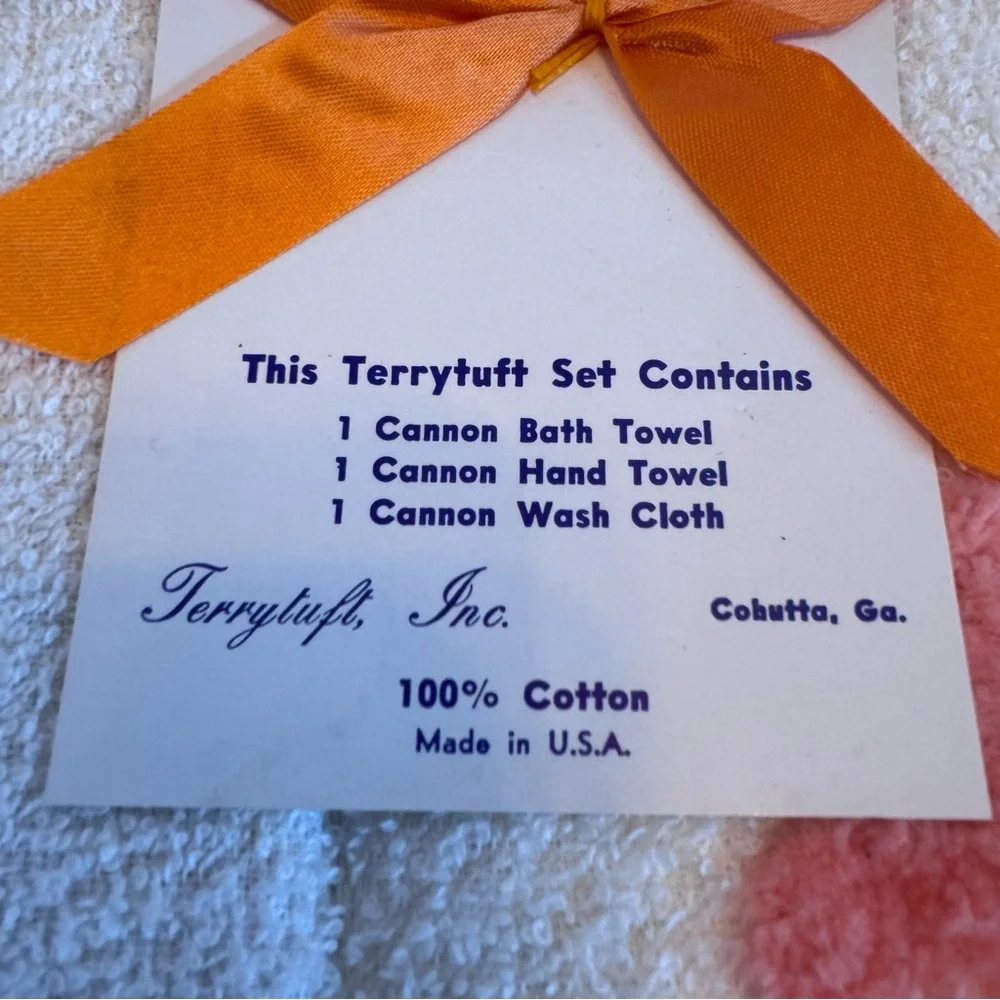 Vintage Terrytuft Cannon Bath Towel‎ Wash Hand Towel Set Floral Chenille New